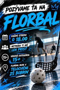 Florbal pre 15+ každú stredu o 18:00 v telocvični ZŠ Bobrov